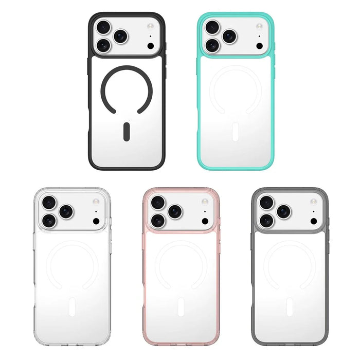 For iPhone 17 Pro Max Case Compatible with MagSafe PC + TPU Clear Phone Cover with Tempered Glass Screen Protector - Pink - 7
