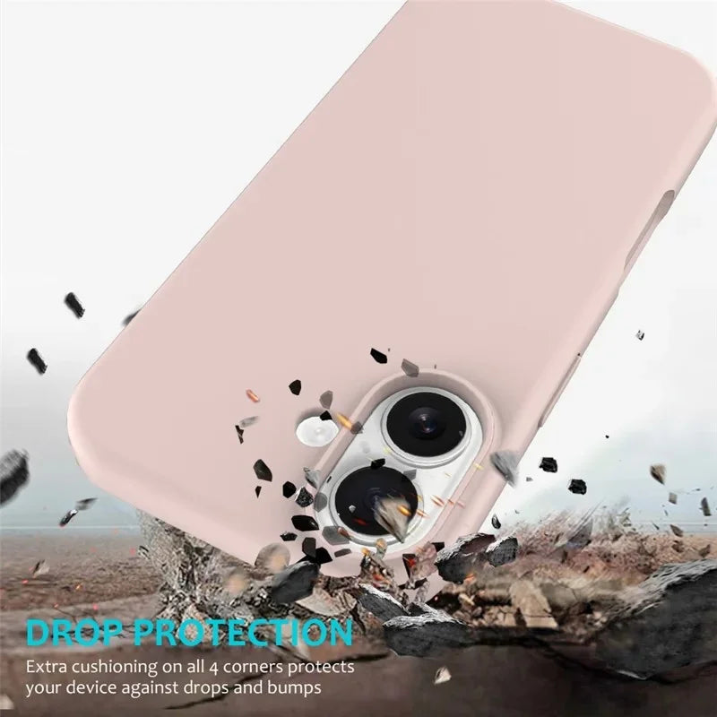 WANLONFENG For iPhone 17 Phone Case  GJ Series Liquid Silicone TPU Cover Large Cutouts with 2Pcs Screen Film - Pink - 3