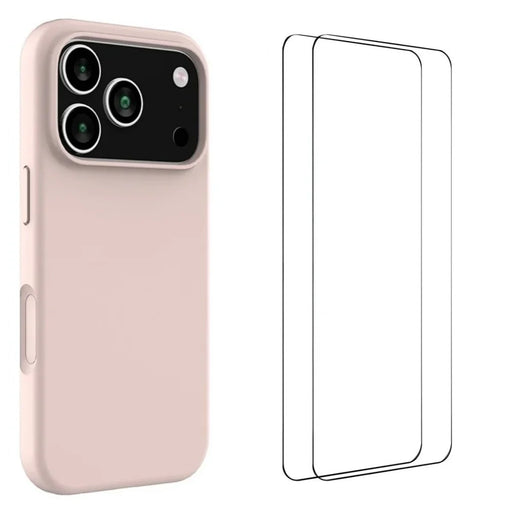 WANLONFENG For iPhone 17 Pro Max Phone Case  GJ Series Liquid Silicone TPU Cover Large Cutouts with 2Pcs Screen Film - Pink - 1
