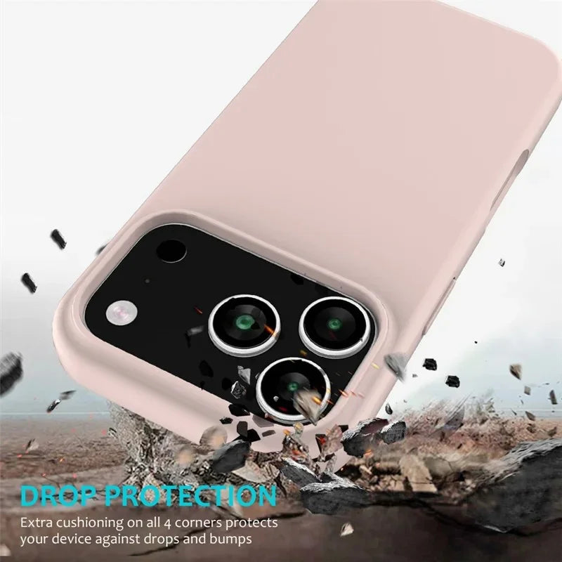 WANLONFENG For iPhone 17 Pro Max Phone Case  GJ Series Liquid Silicone TPU Cover Large Cutouts with 2Pcs Screen Film - Pink - 3