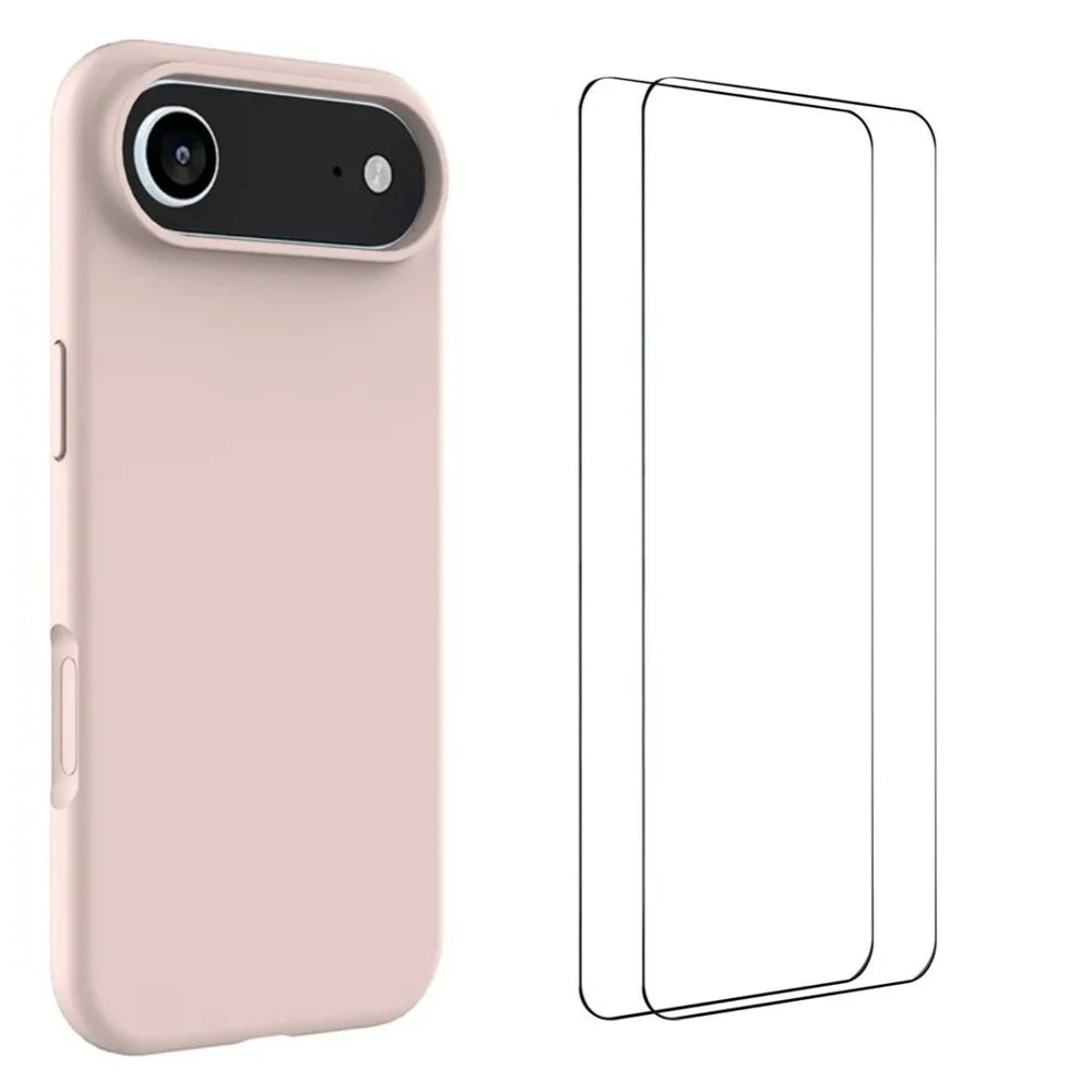 WANLONFENG For iPhone Air Phone Case  GJ Series Liquid Silicone TPU Cover Large Cutouts with 2Pcs Screen Film - Pink - 1