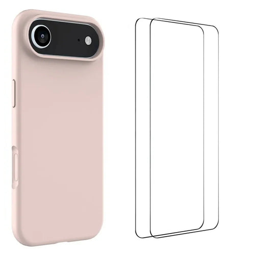 WANLONFENG For iPhone Air Phone Case  GJ Series Liquid Silicone TPU Cover Large Cutouts with 2Pcs Screen Film - Pink - 1