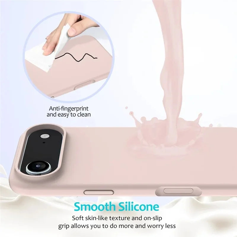 WANLONFENG For iPhone Air Phone Case  GJ Series Liquid Silicone TPU Cover Large Cutouts with 2Pcs Screen Film - Pink - 4
