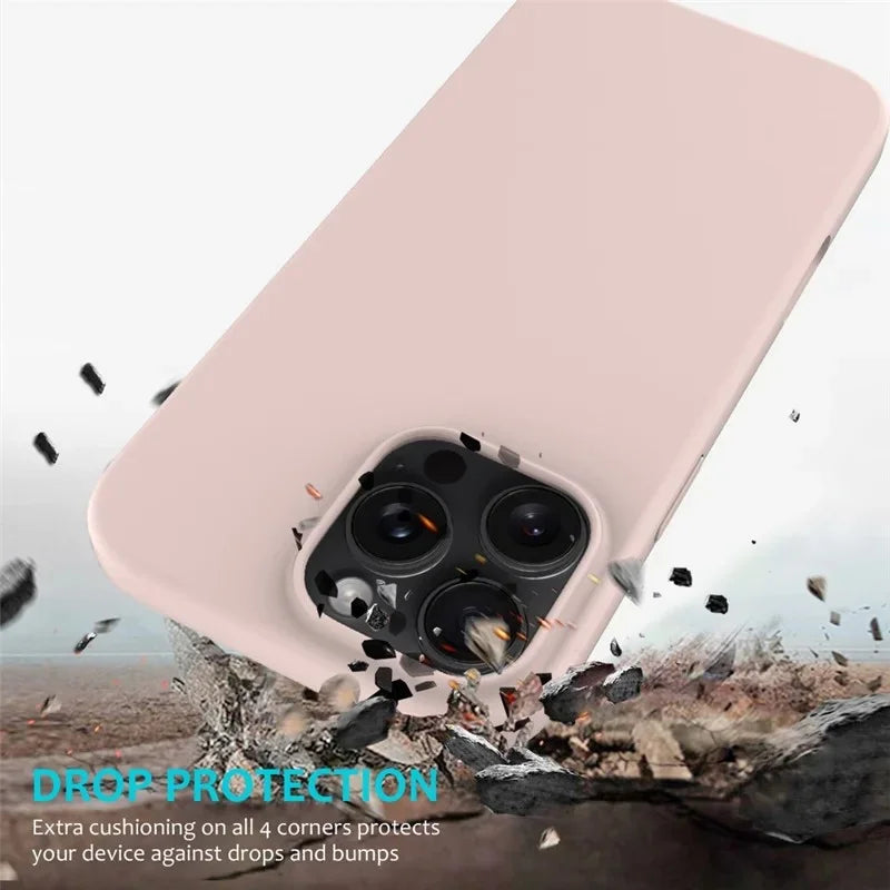 WANLONFENG For iPhone 16 Pro Phone Case  GJ Series Liquid Silicone TPU Cover Large Cutouts with 2Pcs Screen Film - Pink - 3