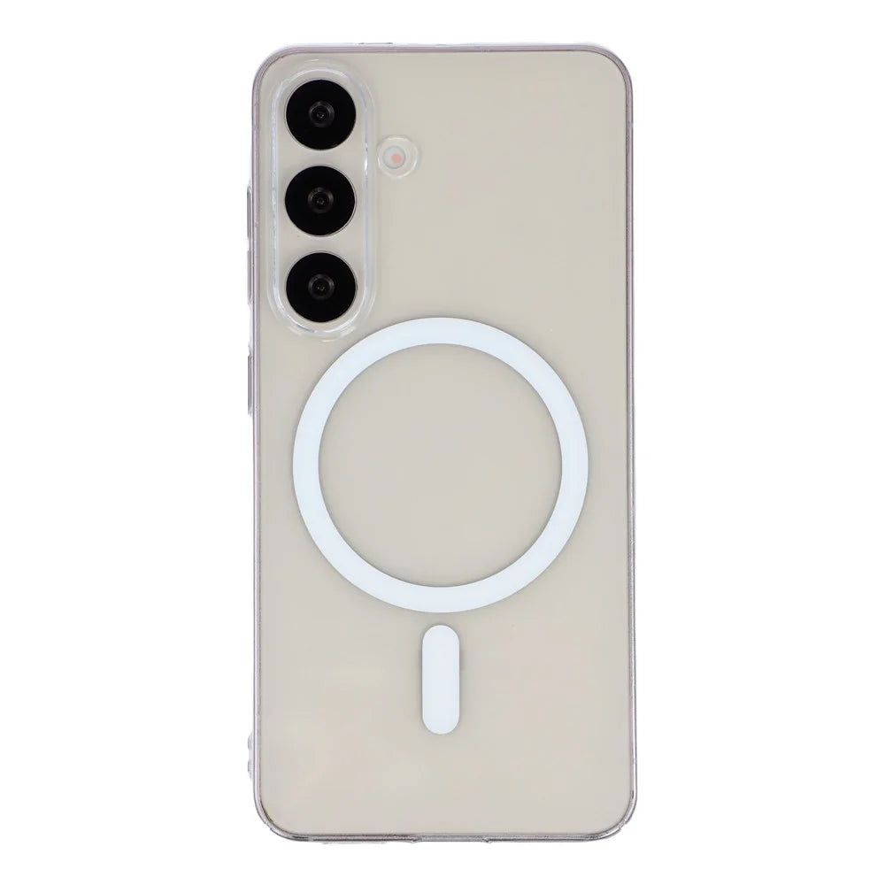 For Samsung Galaxy S25 Crystal Clear Magnetic Case Hard PC Phone Cover - Transparent White - 1