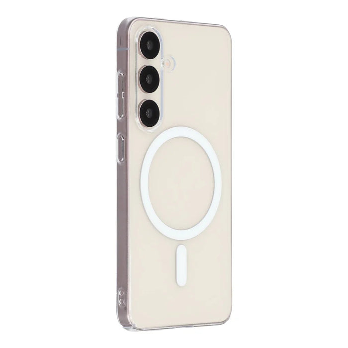 For Samsung Galaxy S25 Crystal Clear Magnetic Case Hard PC Phone Cover - Transparent White - 3
