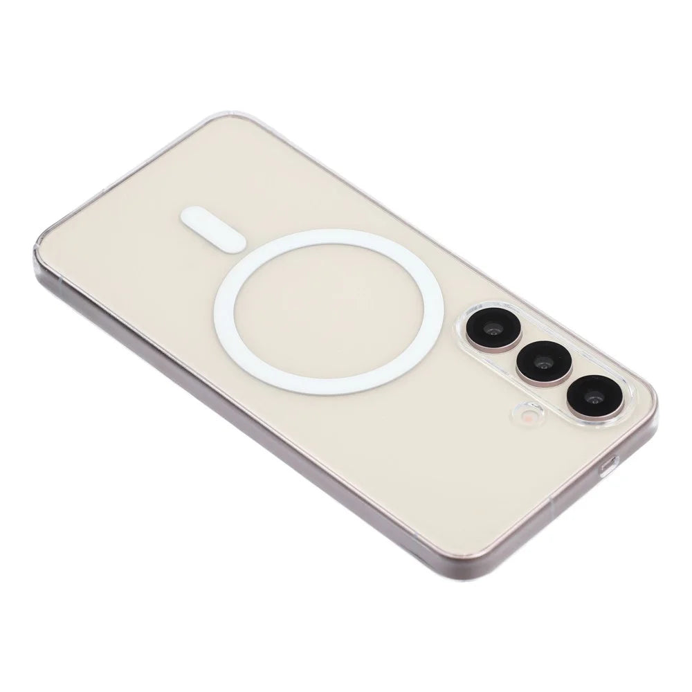 For Samsung Galaxy S24 Crystal Clear Magnetic Case Hard PC Phone Cover - Transparent White - 5