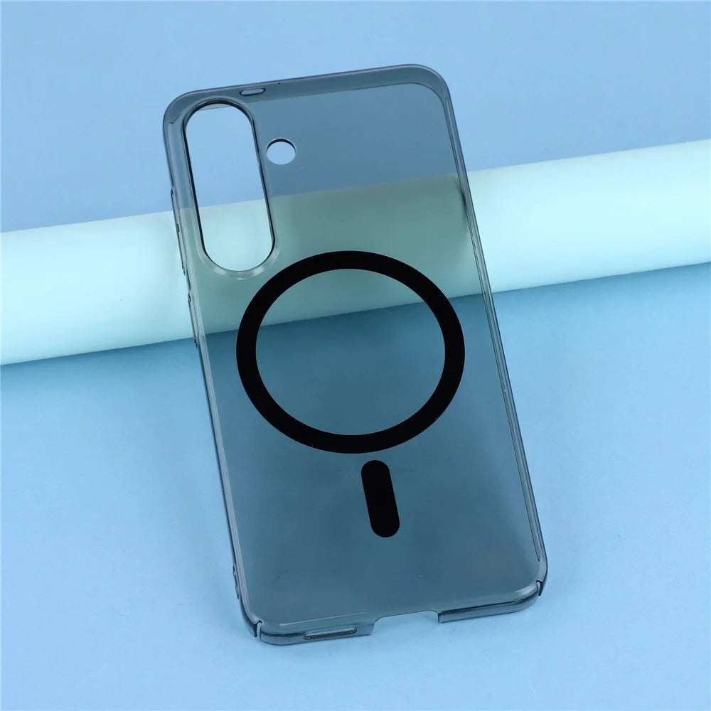 For Samsung Galaxy A26 5G Crystal Clear Magnetic Case Hard PC Phone Cover - Transparent Black - 6