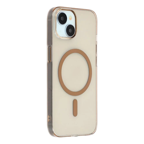 For iPhone 15 Crystal Clear Case Compatible with MagSafe Hard PC Phone Cover - Desert Gold - 1