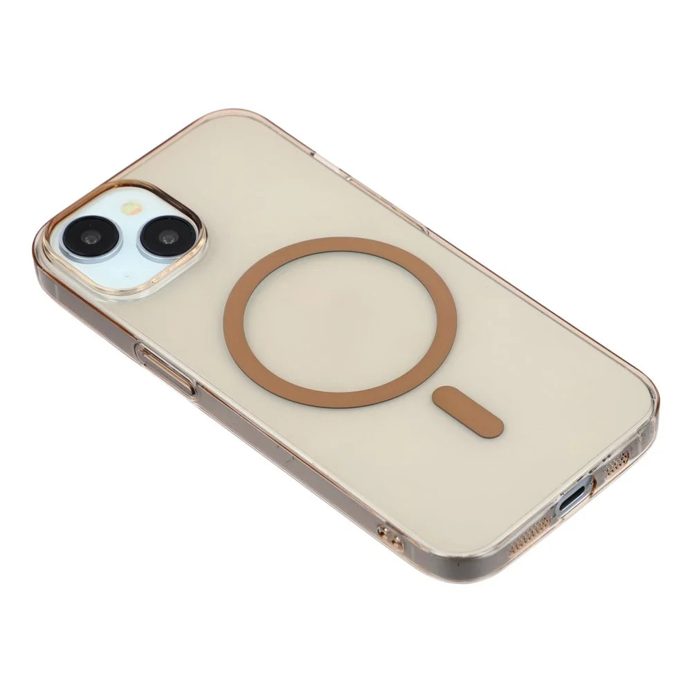 For iPhone 14 / 13 Crystal Clear Case Compatible with MagSafe Hard PC Phone Cover - Desert Gold - 4