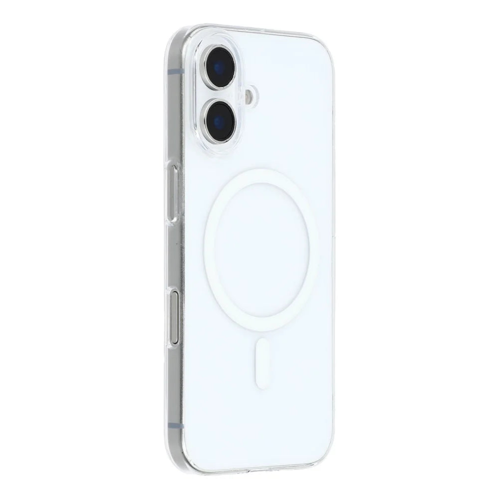 For iPhone 16 Crystal Clear Case Compatible with MagSafe Hard PC Phone Cover - Transparent White - 1
