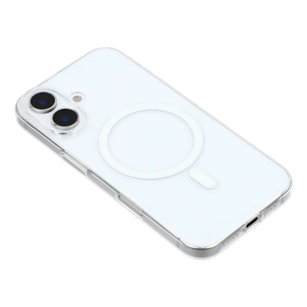 For iPhone 16 Crystal Clear Case Compatible with MagSafe Hard PC Phone Cover - Transparent White - 4