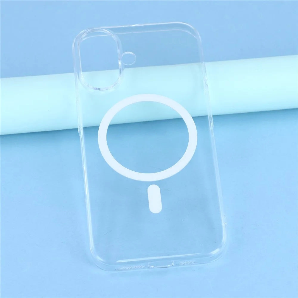 For iPhone 16 Plus Crystal Clear Case Compatible with MagSafe Hard PC Phone Cover - Transparent White - 6