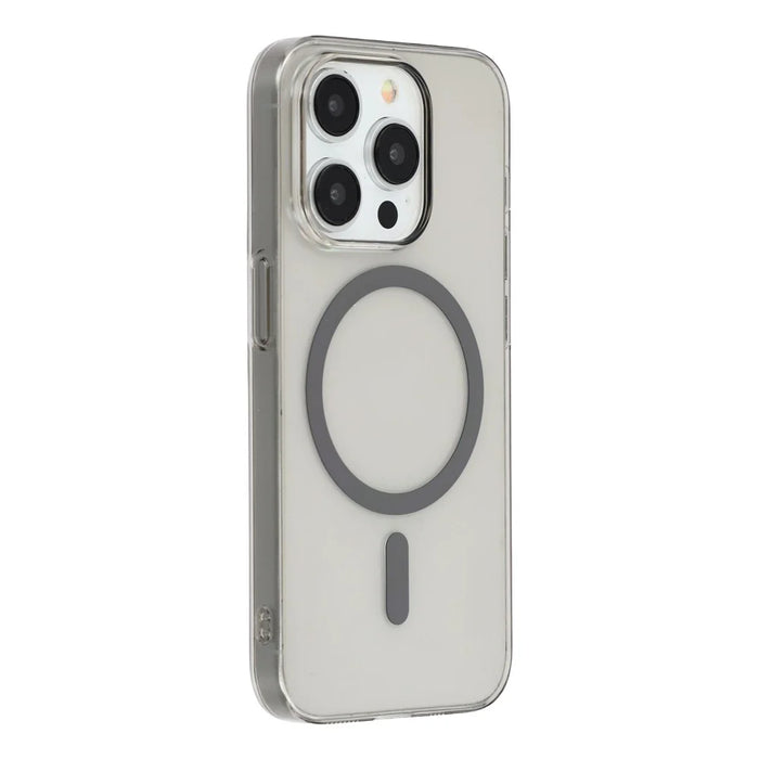 For iPhone 15 Pro Max Crystal Clear Case Compatible with MagSafe Hard PC Phone Cover - Grey - 1