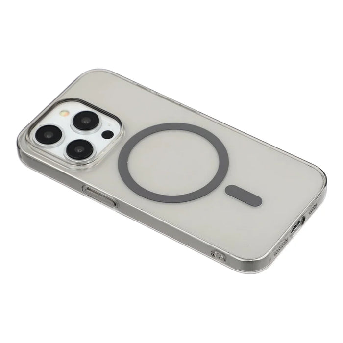 For iPhone 15 Pro Max Crystal Clear Case Compatible with MagSafe Hard PC Phone Cover - Grey - 4