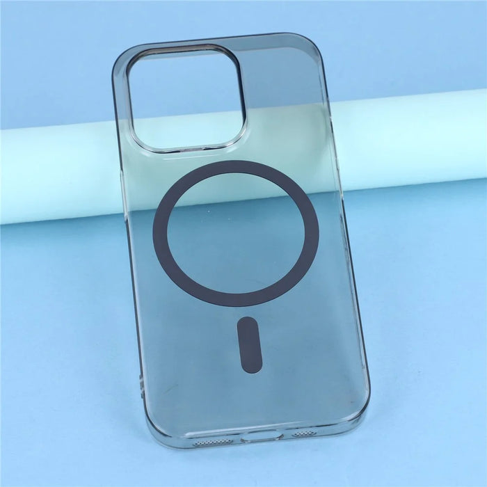 For iPhone 15 Pro Max Crystal Clear Case Compatible with MagSafe Hard PC Phone Cover - Grey - 6
