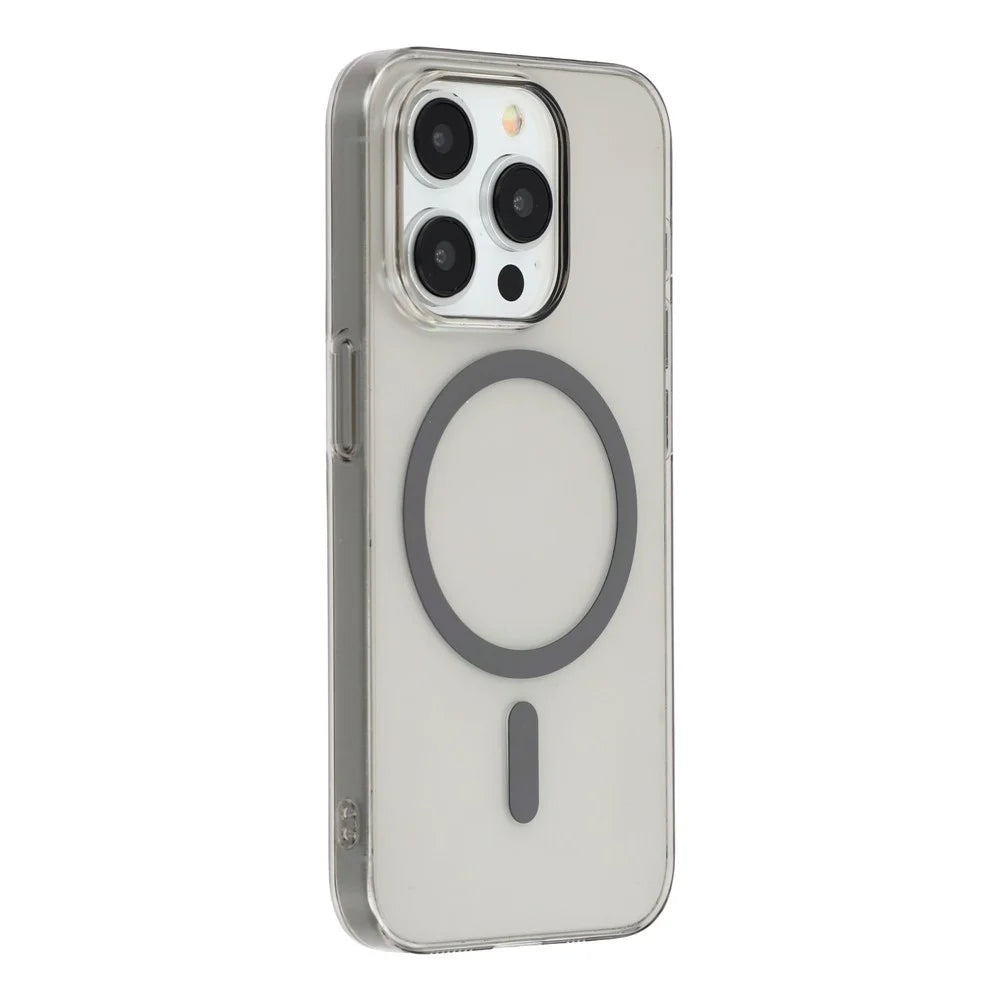 For iPhone 14 Pro Max Crystal Clear Case Compatible with MagSafe Hard PC Phone Cover - Grey - 1
