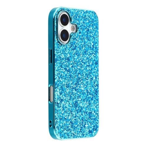For iPhone 17 Case TPU + PC Sparkling Glitter Phone Back Cover - Blue - 1