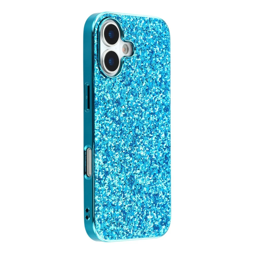 For iPhone 17 Case TPU + PC Sparkling Glitter Phone Back Cover - Blue - 1