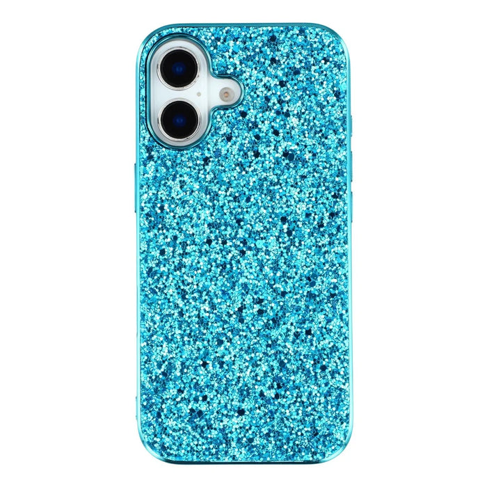 For iPhone 17 Case TPU + PC Sparkling Glitter Phone Back Cover - Blue - 3