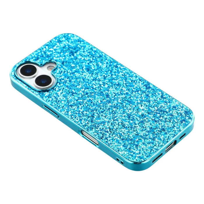 For iPhone 17 Case TPU + PC Sparkling Glitter Phone Back Cover - Blue - 4