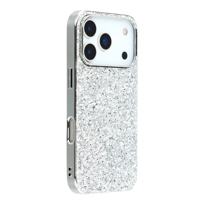 For iPhone 18 Pro / 17 Pro Case TPU + PC Sparkling Glitter Phone Back Cover - Silver - 1