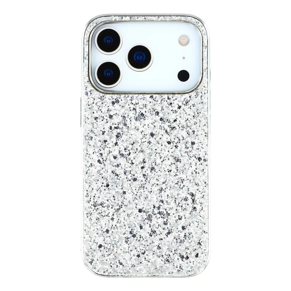 For iPhone 18 Pro Max / 17 Pro Max Case TPU + PC Sparkling Glitter Phone Back Cover - Silver - 3