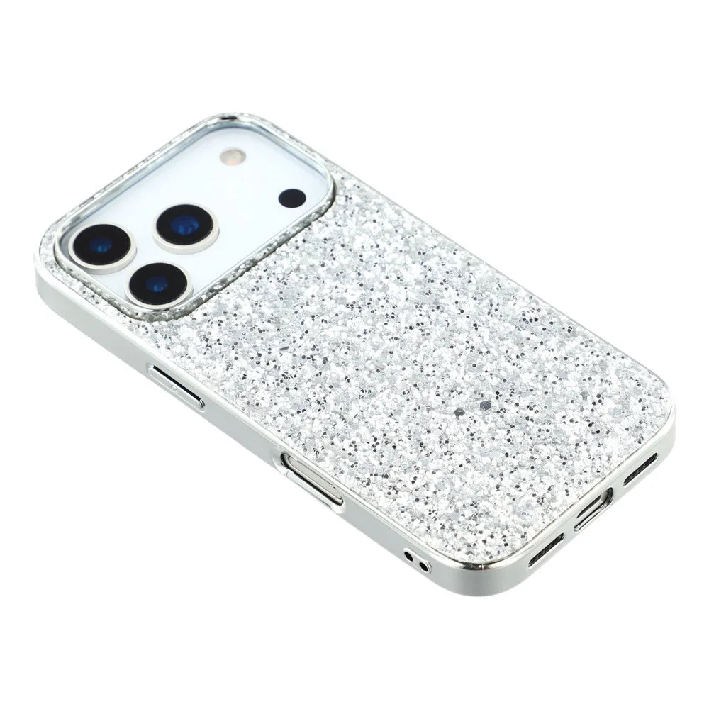For iPhone 18 Pro Max / 17 Pro Max Case TPU + PC Sparkling Glitter Phone Back Cover - Silver - 4