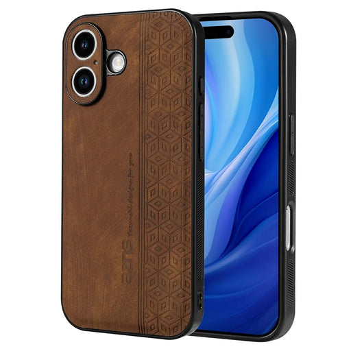 AZNS For iPhone 17 Case Protective PU Leather Covered TPU Phone Shell - Brown - 1