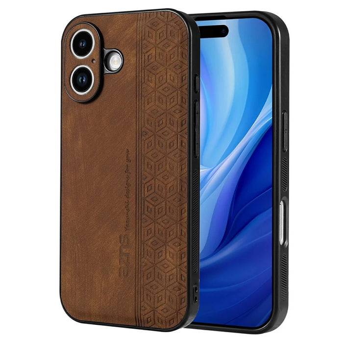 AZNS For iPhone 17 Case Protective PU Leather Covered TPU Phone Shell - Brown - 1