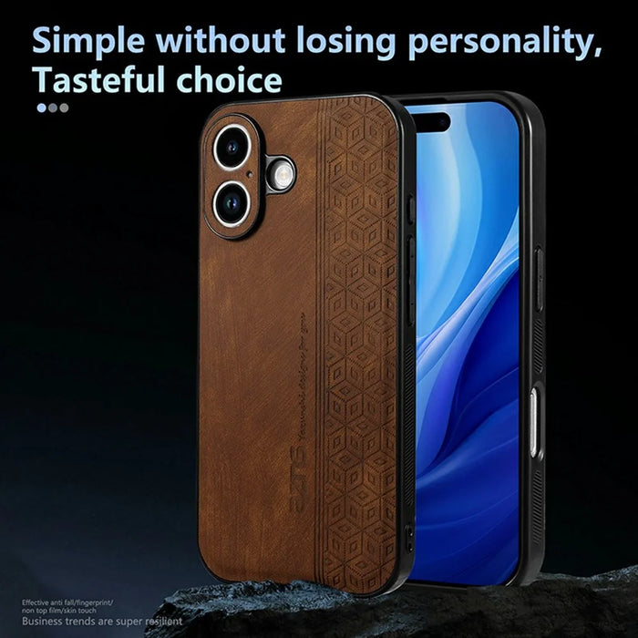 AZNS For iPhone 17 Case Protective PU Leather Covered TPU Phone Shell - Brown - 3