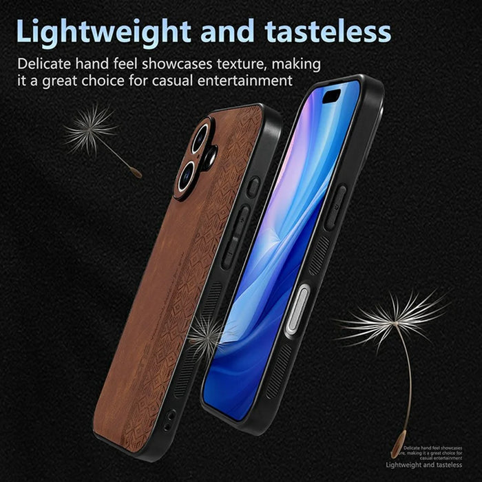 AZNS For iPhone 17 Case Protective PU Leather Covered TPU Phone Shell - Brown - 6