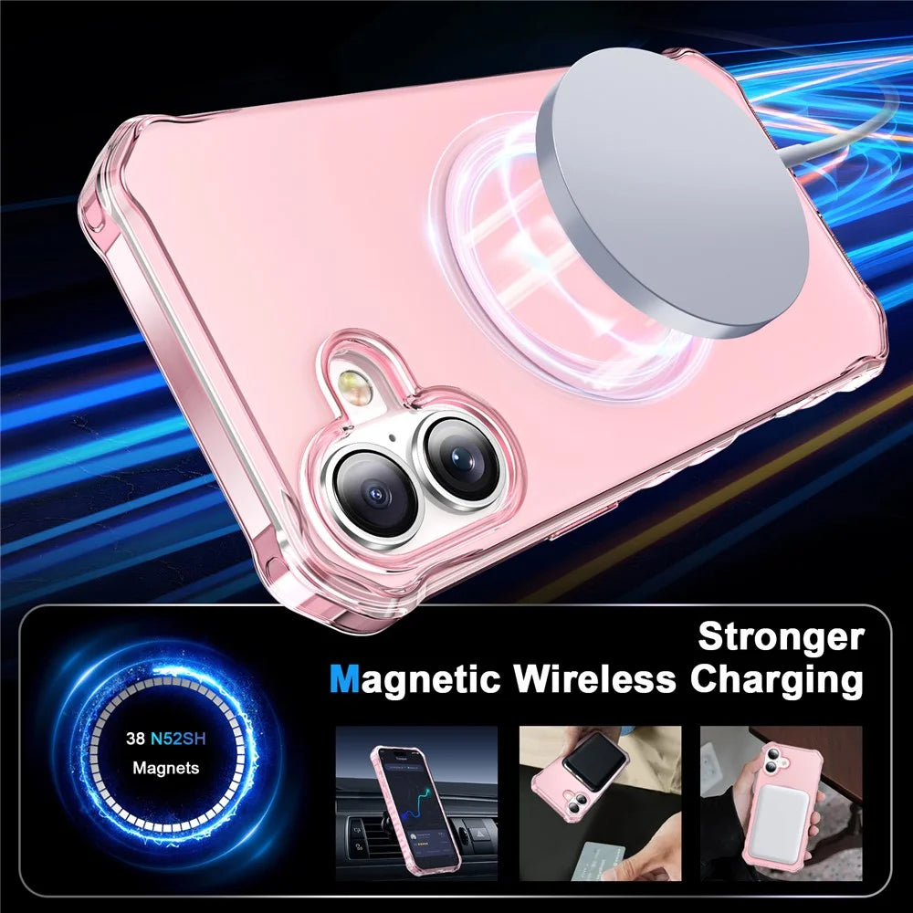 For iPhone Air Case Compatible with MagSafe Small Wavy Edge PC + TPU Phone Cover - Pink - 2