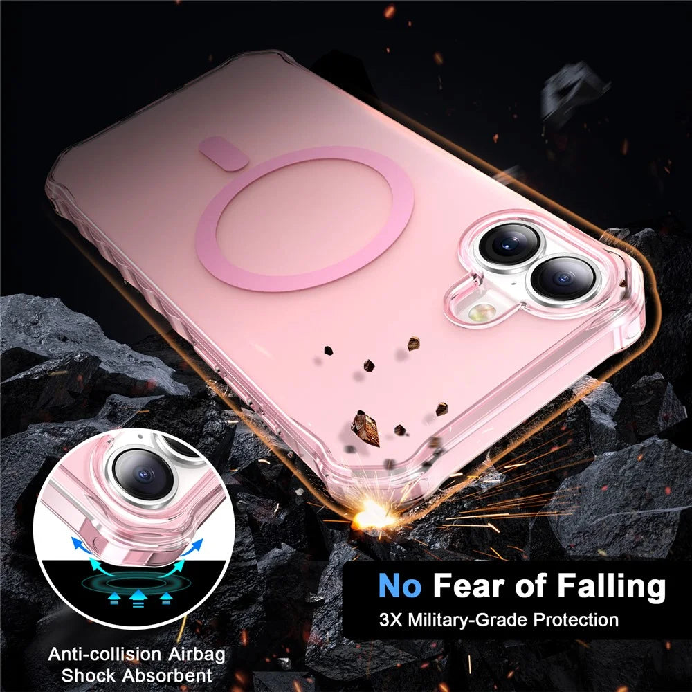 For iPhone Air Case Compatible with MagSafe Small Wavy Edge PC + TPU Phone Cover - Pink - 3