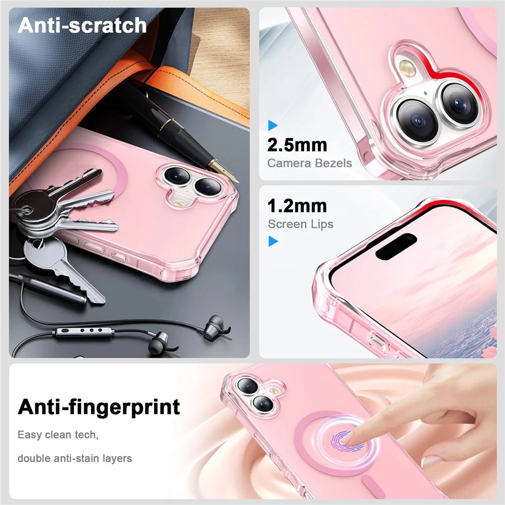 For iPhone Air Case Compatible with MagSafe Small Wavy Edge PC + TPU Phone Cover - Pink - 4