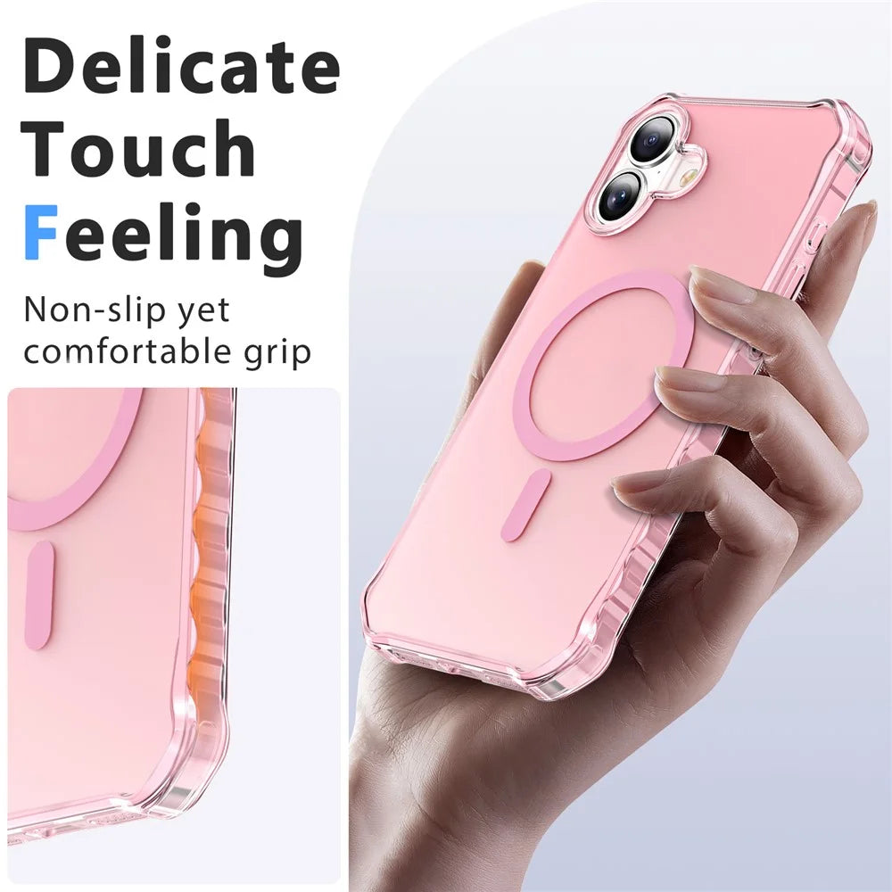 For iPhone Air Case Compatible with MagSafe Small Wavy Edge PC + TPU Phone Cover - Pink - 6