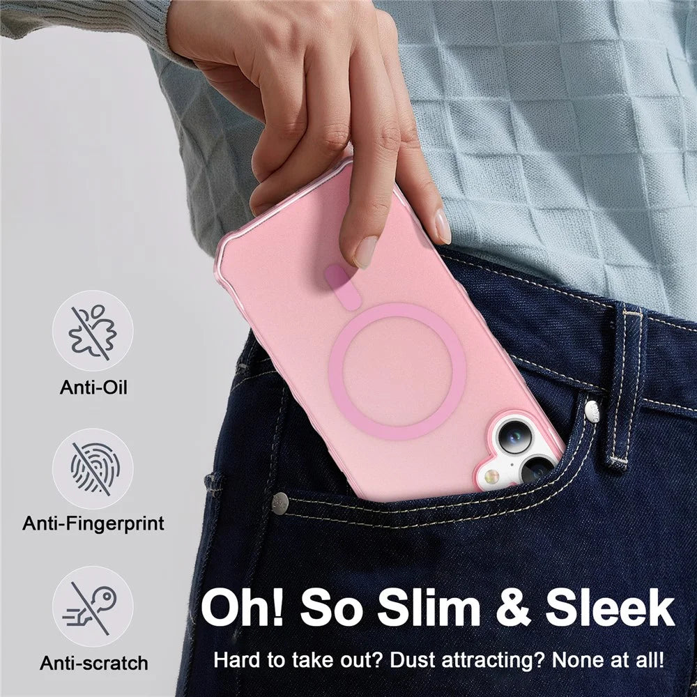 For iPhone Air Case Compatible with MagSafe Small Wavy Edge PC + TPU Phone Cover - Pink - 7