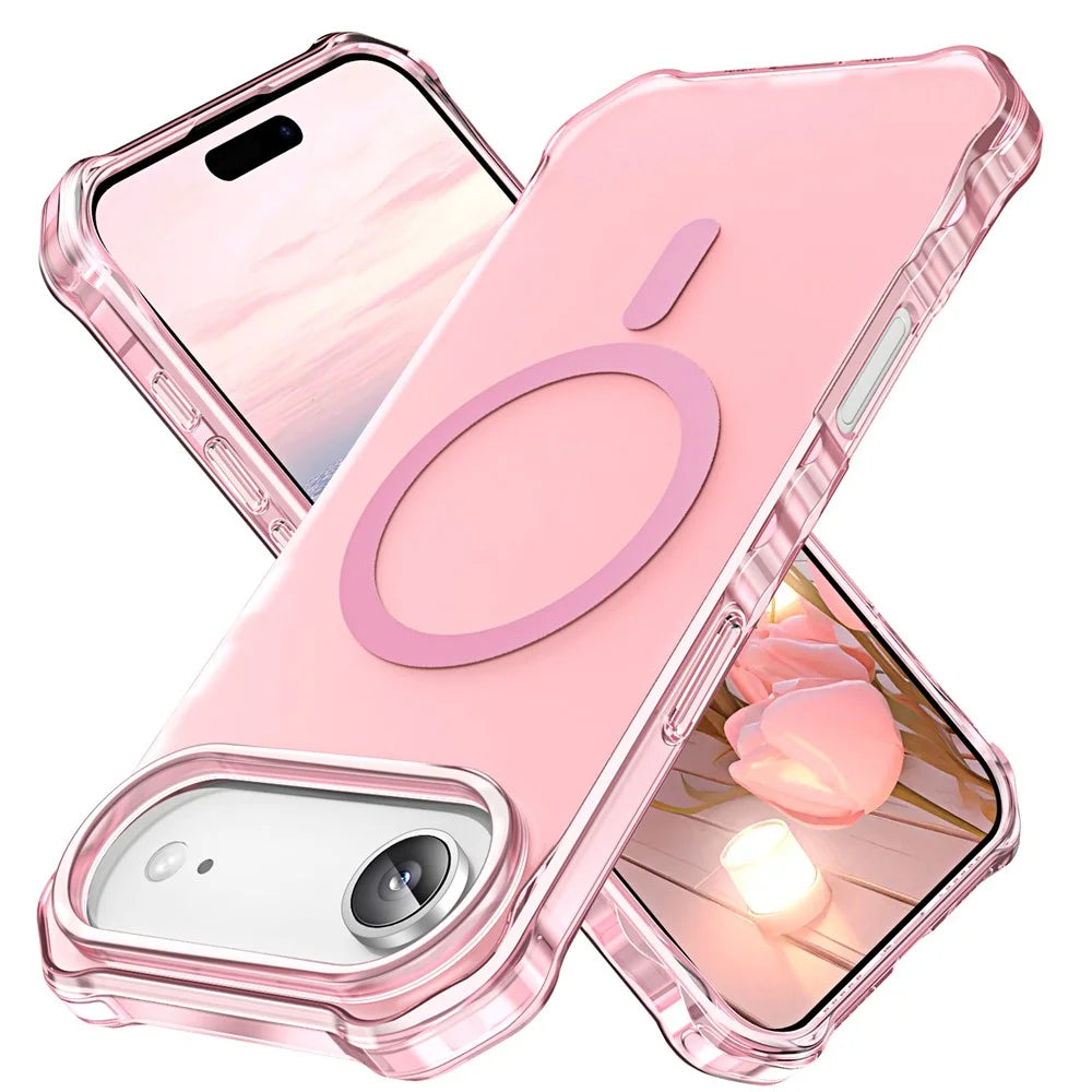 For iPhone 17 Case Compatible with MagSafe Small Wavy Edge PC + TPU Phone Cover - Pink - 1