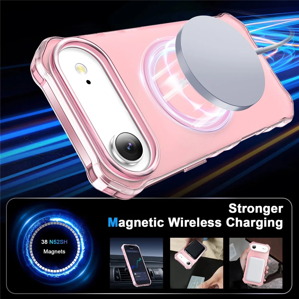 For iPhone 17 Case Compatible with MagSafe Small Wavy Edge PC + TPU Phone Cover - Pink - 2