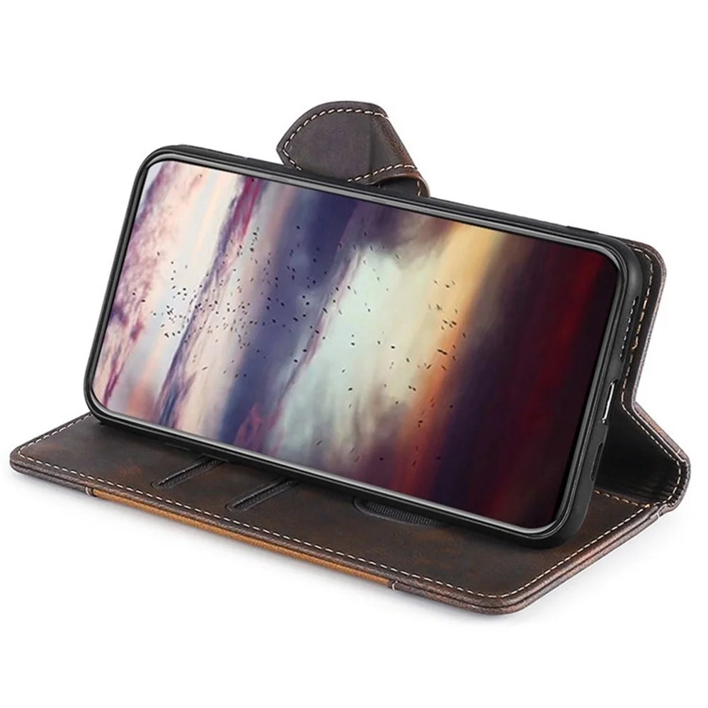 For Samsung Galaxy A18 5G / A18 4G / A17 5G / A17 4G Case Leather Wallet Phone Cover with Straw Hat Magnetic Clasp - Brown - 3