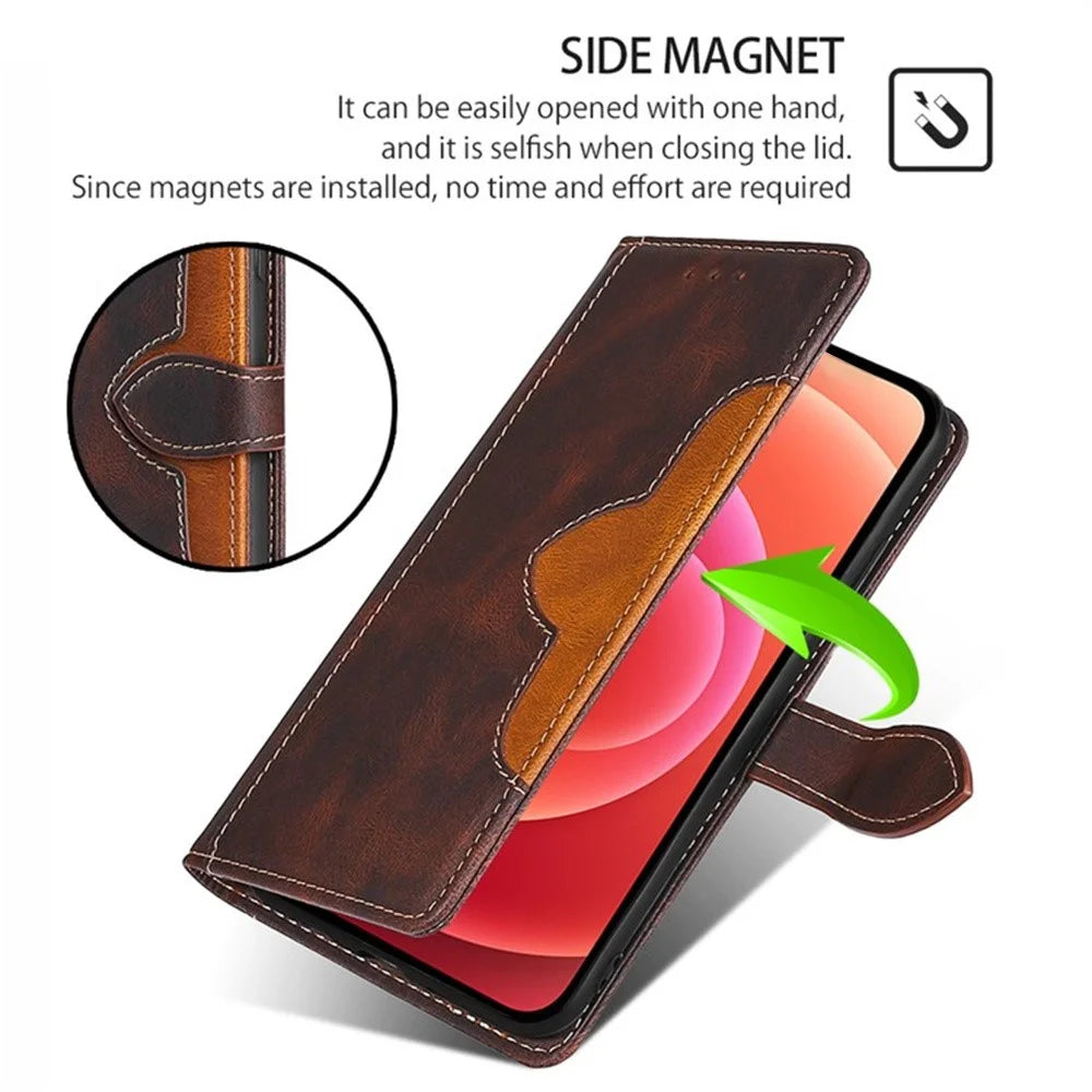 For Samsung Galaxy A18 5G / A18 4G / A17 5G / A17 4G Case Leather Wallet Phone Cover with Straw Hat Magnetic Clasp - Brown - 4