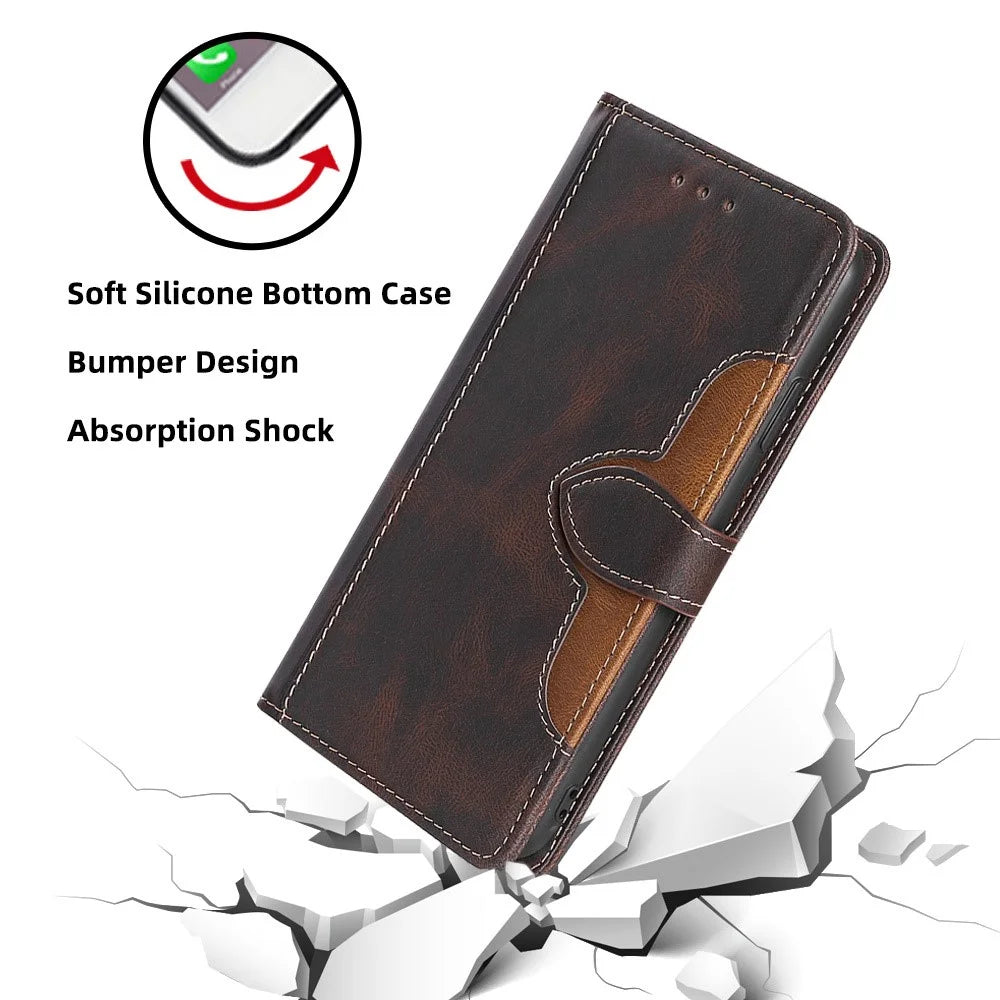 For Samsung Galaxy A18 5G / A18 4G / A17 5G / A17 4G Case Leather Wallet Phone Cover with Straw Hat Magnetic Clasp - Brown - 5
