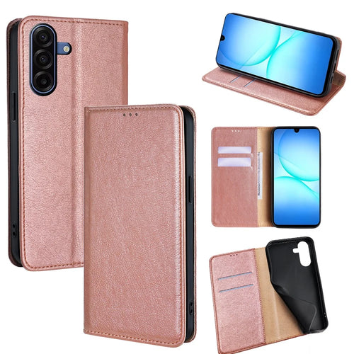 For Samsung Galaxy A18 5G / A18 4G / A17 5G / A17 4G Case Wallet PU Leather Magnetic Auto-Absorbed Phone Cover - Rose Gold - 1