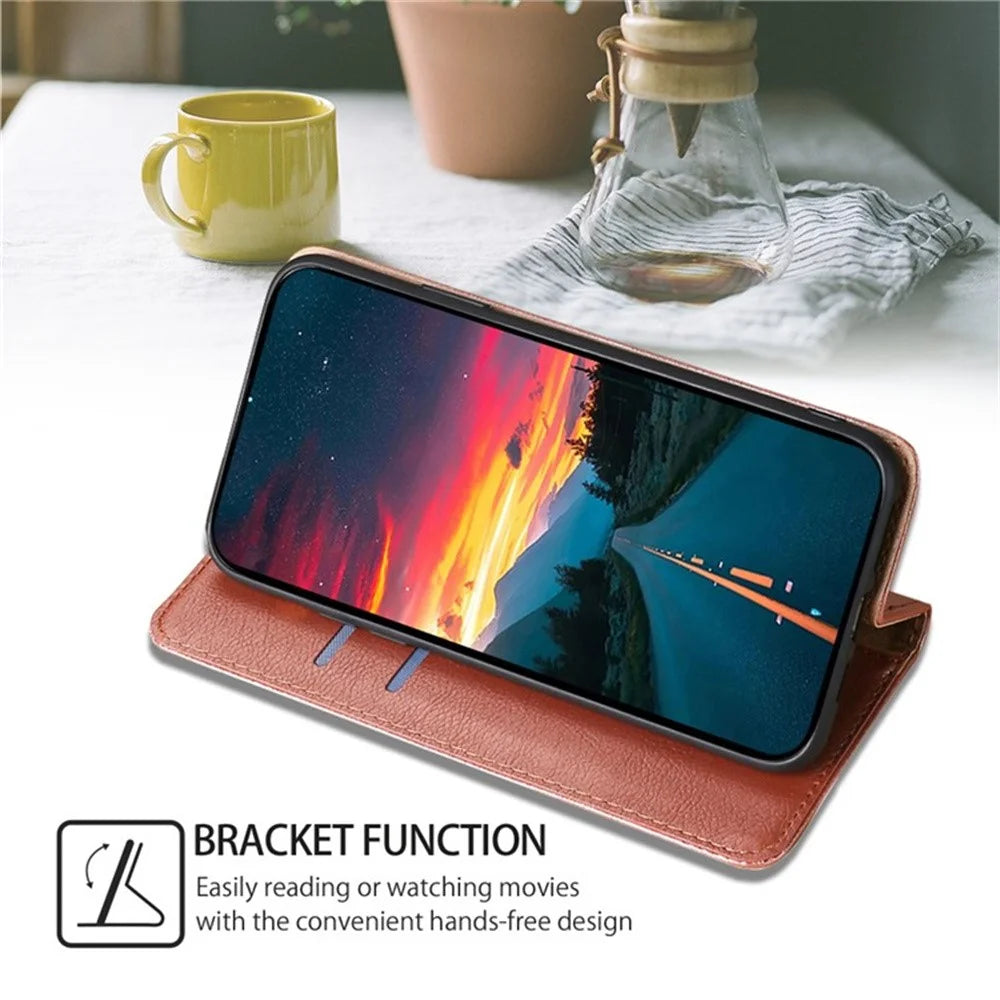 For Samsung Galaxy A18 5G / A18 4G / A17 5G / A17 4G Case Wallet PU Leather Magnetic Auto-Absorbed Phone Cover - Rose Gold - 3