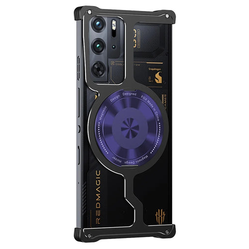 Metal Case for ZTE nubia Red Magic 10 Pro 5G / 10 Prо+ 5G / 10S Pro 5G / 10S Pro+ 5G / 9 Pro 5G / 9 Pro+ 5G / 9S Pro 5G / 9S Pro+ 5G Kickstand Cover - Black / Purple - 1