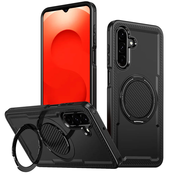 For Samsung Galaxy A26 5G Magnetic Case TPU + PC Kickstand Phone Cover - Black - 1