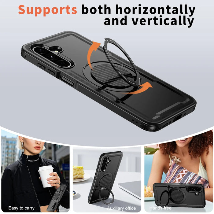For Samsung Galaxy A26 5G Magnetic Case TPU + PC Kickstand Phone Cover - Black - 5