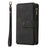 For Google Pixel 8 Zipper Wallet Case with 15 Card Slots and Strap Leather Phone Cover - Black - 7