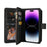 For iPhone 15 Pro Max Zipper Wallet Case with 15 Card Slots and Strap Leather Phone Cover - Black - 4
