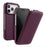 MELKCO For iPhone 17 Pro Case Compatible with MagSafe Vertical Flip Genuine Cow Leather + PC Phone Cover - Purple - 1